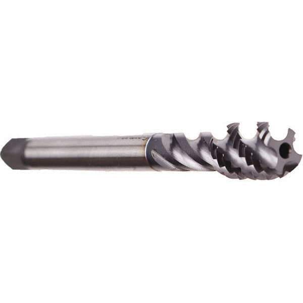 Emuge - 7/8-9 UNC 5 Flute 2B Bottoming Spiral Flute Tap - Cobalt, TiCN Finish, 5.512" OAL, Right Hand Flute, Right Hand Thread, Series Enorm - USA Tool & Supply