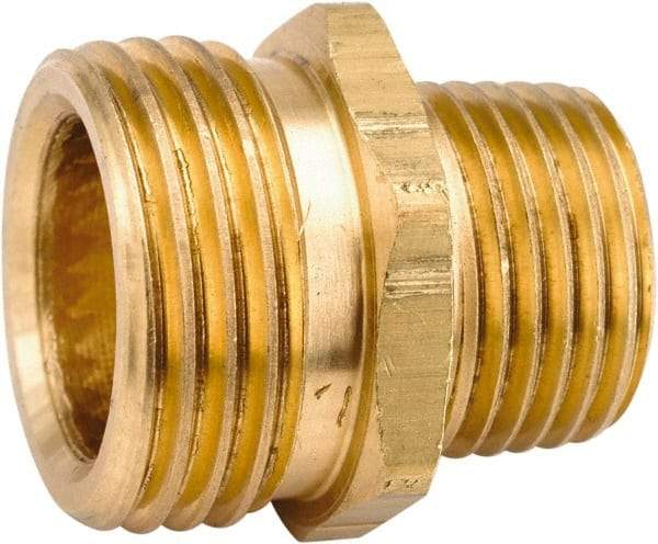 ANDERSON METALS - 3/4 MGHT & 3/8 MPT Garden Hose Male x MIP - Lead Free Brass, Male Hose to Male Pipe Connector - USA Tool & Supply