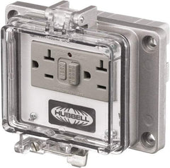 Hubbell Wiring Device-Kellems - 5-15R, 5-20R NEMA, 125 VAC, 20 Amp, GFCI Receptacle - Cast Aluminum, Panel Mount, Includes In Cabinet Receptacle - USA Tool & Supply