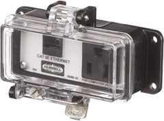 Hubbell Wiring Device-Kellems - 1 Port, 1 Power Receptacle, Ethernet, Clear Data Port Receptacle - 3.2 Inch Long x 1.6 Inch Deep x 4.45 Inch Wide, Aluminum, Surface Mount, Gray - USA Tool & Supply
