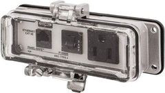 Hubbell Wiring Device-Kellems - 1 Port, 1 Power Receptacle, Ethernet, Clear Data Port Receptacle - 3.2 Inch Long x 1.6 Inch Deep x 5.51 Inch Wide, Aluminum, Surface Mount, Gray - USA Tool & Supply