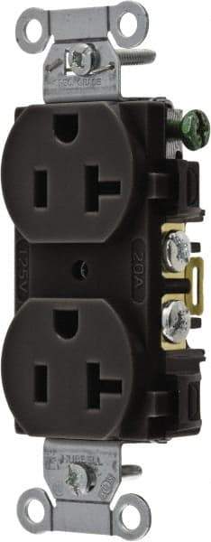 Hubbell Wiring Device-Kellems - 125 Volt, 20 Amp, 5-20R NEMA Configuration, Black, Specification Grade, Self Grounding Duplex Receptacle - 1 Phase, 2 Poles, 3 Wire, Flush Mount - USA Tool & Supply