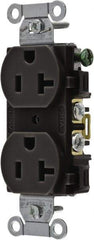 Hubbell Wiring Device-Kellems - 125 Volt, 20 Amp, 5-20R NEMA Configuration, Black, Specification Grade, Self Grounding Duplex Receptacle - 1 Phase, 2 Poles, 3 Wire, Flush Mount - USA Tool & Supply