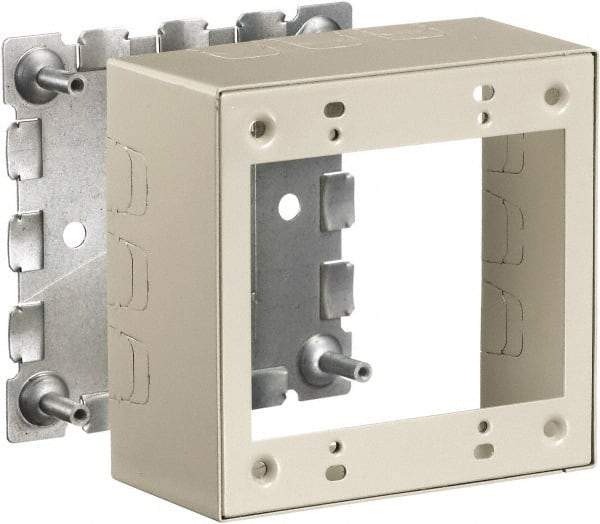 Hubbell Wiring Device-Kellems - 4.64 Inch Long x 2-1/4 Inch Wide x 4.54 Inch High, Rectangular 2 Gang Raceway Box - Ivory, For Use with HBL500 Series Raceways and HBL750 Series Raceways - USA Tool & Supply