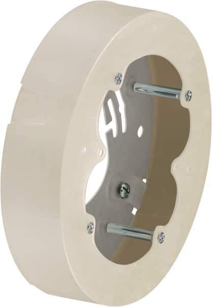 Hubbell Wiring Device-Kellems - 5.31 Inch Wide x 1.29 Inch High, Round Raceway Box - White, For Use with Nonmetallic PlugTrak Raceways, PL1 LANTrak, PP1 PremiseTrak and PW2 WallTrak Latching Raceways - USA Tool & Supply