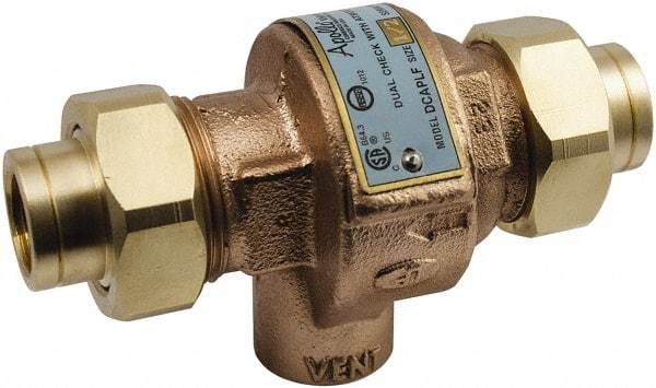 Conbraco - 1/2 Thread, 175 psi WOG Rating, Bronze Dual Check Backflow Preventer Valve - Lead-Free, Use with Potable Water Applications - USA Tool & Supply