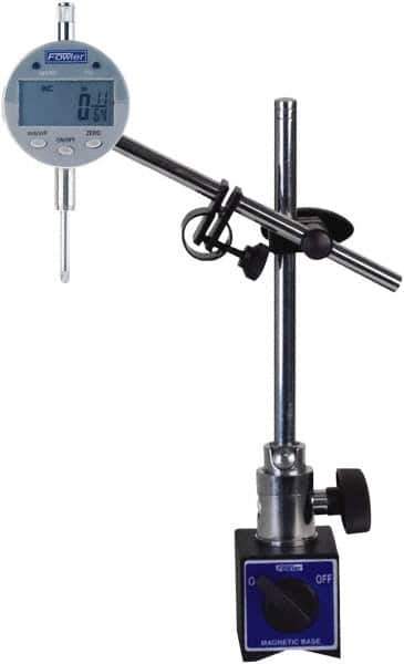 Fowler - 0.0005" Graduation, 1" Max Meas, Electronic Indicator & Base Kit - 0.01mm Resolution, 2.3" Base Length x 2" Base Width x 1.8" Base Height, 2-1/4" Dial Diam - USA Tool & Supply