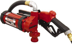 Tuthill - 25 GPM, 1" Hose Diam, DC High Flow Tank Pump with Automatic Nozzle - 1-1/4" Inlet, 1" Outlet, 12 VDC, 18' Hose Length, 1/2 hp - USA Tool & Supply