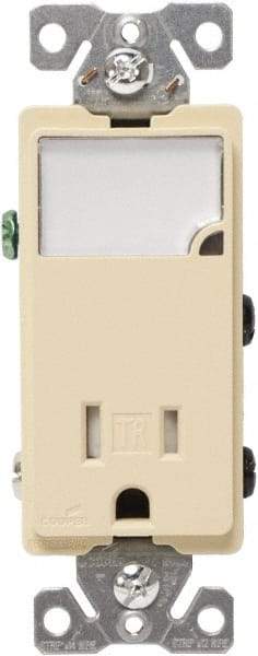 Cooper Wiring Devices - 2 Pole, 125 VAC, 15 Amp, 1 Outlet, Flush Mounted, Self Grounding, Tamper Resistant Combination Outlet with Night Light - 5-15R Configuration, Back Side Wiring, Thermoplastic Material, cULus Listed Standard - USA Tool & Supply