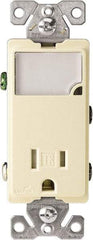Cooper Wiring Devices - 2 Pole, 125 VAC, 15 Amp, 1 Outlet, Flush Mounted, Self Grounding, Tamper Resistant Combination Outlet with Night Light - 5-15R Configuration, Back Side Wiring, Thermoplastic Material, cULus Listed Standard - USA Tool & Supply