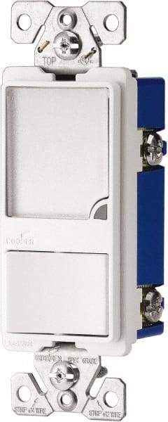 Cooper Wiring Devices - 1 Pole, 120 VAC, 15 Amp, Flush Mounted, Combination Switch with Night Light - NonNEMA Configuration, 1 Switch, Back Side Wiring, Thermoplastic Material, cULus Listed, NOM 426 Standard - USA Tool & Supply
