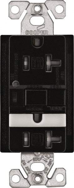 Cooper Wiring Devices - 1 Phase, 5-20R NEMA, 125 VAC, 20 Amp, Self Grounding, GFCI Receptacle - 2 Pole, Back and Side Wiring, Tamper Resistant, Thermoplastic Commercial, Specification Grade - USA Tool & Supply