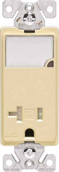 Cooper Wiring Devices - 2 Pole, 125 VAC, 20 Amp, 1 Outlet, Flush Mounted, Self Grounding, Tamper Resistant Combination Outlet with Night Light - 5-20R Configuration, Back Side Wiring, Thermoplastic Material, cULus Listed Standard - USA Tool & Supply