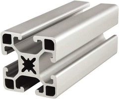 80/20 Inc. - 4 Meters Long x 40 mm Wide x 40 mm Deep, T-Slotted Aluminum Extrusion - Clear Anodized Finish - USA Tool & Supply