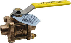 Conbraco - 1" Pipe, Full Port, Lead Free Bronze Full Port Ball Valve - 3 Piece, Female NPT Ends, Lever Handle, 600 WOG, 150 WSP - USA Tool & Supply