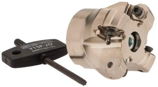 Seco - 1.57" Cut Diam, 1/2" Arbor Hole, 0.118" Max Depth of Cut, 40° Indexable Chamfer & Angle Face Mill - 4 Inserts, ON.U 05 Insert, Right Hand Cut, 4 Flutes, Through Coolant, Series Double Octo 05 - USA Tool & Supply
