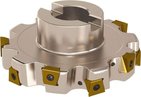 Seco - Shell Mount Connection, 63/64" Cutting Width, 2.3425" Depth of Cut, 250mm Cutter Diam, 2.3622" Hole Diam, 9 Tooth Indexable Slotting Cutter - R335.25 Toolholder, L/XNHQ 1407 Insert, Right Hand Cutting Direction - USA Tool & Supply