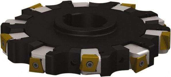Seco - Arbor Hole Connection, 1.0236" Cutting Width, 2.4921" Depth of Cut, 200mm Cutter Diam, 1.9685" Hole Diam, 6 Tooth Indexable Slotting Cutter - 335.25 Toolholder, L/XNHQ 1407 Insert - USA Tool & Supply