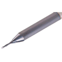 Iscar - 0.4mm Diam, 0.8mm LOC, 2 Flute Solid Carbide Ball End Mill - TiAlN Finish, Single End, 38mm OAL, 3mm Shank Diam, Spiral Flute - USA Tool & Supply