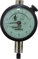 Mahr - 0.025" Range, 0-10-0 Dial Reading, 0.0001" Graduation Dial Drop Indicator - 1-3/4" Dial, 0.01" Range per Revolution, 0.0001" Accuracy, Revolution Counter - USA Tool & Supply
