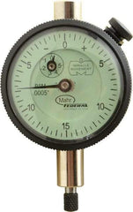 Mahr - 0.075" Range, 0-15-0 Dial Reading, 0.0005" Graduation Dial Drop Indicator - 1-3/4" Dial, 0.03" Range per Revolution, 0.0005" Accuracy, Revolution Counter - USA Tool & Supply