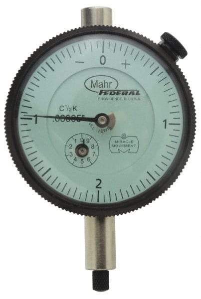 Mahr - 0.025" Range, 0-5-0 Dial Reading, 0.00025" Graduation Dial Drop Indicator - 2-3/4" Dial, 0.01" Range per Revolution, 0.00025" Accuracy, Revolution Counter - USA Tool & Supply