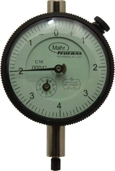 Mahr - 0.02" Range, 0-8 Dial Reading, 0.0001" Graduation Dial Drop Indicator - 2-1/4" Dial, 0.008" Range per Revolution, 0.0001" Accuracy, Revolution Counter - USA Tool & Supply