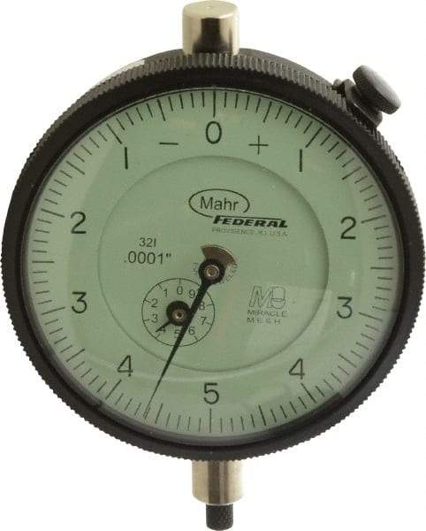 Mahr - 0.025" Range, 0-5-0 Dial Reading, 0.0001" Graduation Dial Drop Indicator - 2-3/4" Dial, 0.01" Range per Revolution, 0.0001" Accuracy, Revolution Counter - USA Tool & Supply