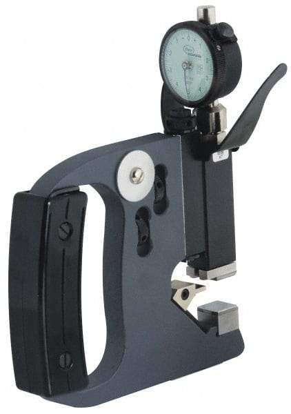 Mahr - 1 to 2 Inch, Forged Steel Frame, Snap Gage - 0.61 Inch Reference Anvil Diameter, 0.0001 Inch Graduation, Tungsten Carbide Anvil, Dial Display - USA Tool & Supply