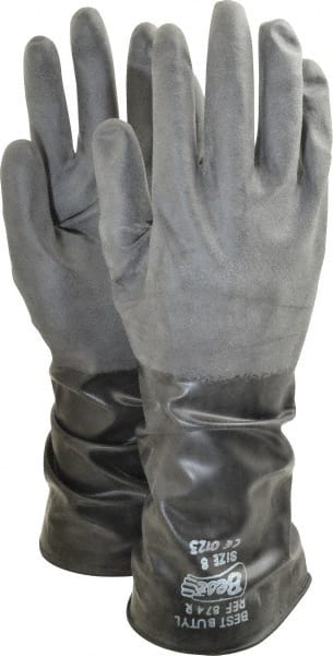 SHOWA - Size M (8), 14" Long, 14 mil, Unsupported, Butyl Chemical Resistant Gloves - USA Tool & Supply