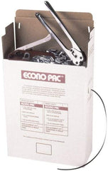 Value Collection - 7,200 Inch Long x 1/2 Inch Wide x 0.025 Inch Thick, Heavy Duty Polypropylene Strapping Kit - 500 Lbs Tensile Strength, Contains Self Dispensing Box, Polypropylene Strapping, 1,000 Seals, Tensioner Tool and Crimper Tool - USA Tool & Supply