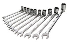 SK - 10 Piece, 10 to 19mm, Combination Wrench Set - Metric System of Measurement, Chrome Finish, Comes in Tray - USA Tool & Supply