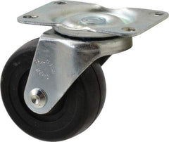 Albion - 3" Diam x 1-1/4" Wide x 4-3/8" OAH Top Plate Mount Swivel Caster - Soft Rubber, 175 Lb Capacity, Self-Lubricating Bearing, 2-7/8 x 3-5/8" Plate - USA Tool & Supply
