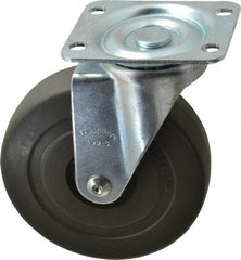 Albion - 5" Diam x 1-1/4" Wide x 6-15/32" OAH Top Plate Mount Swivel Caster - Hard Rubber, 290 Lb Capacity, Self-Lubricating Bearing, 2-7/8 x 3-5/8" Plate - USA Tool & Supply