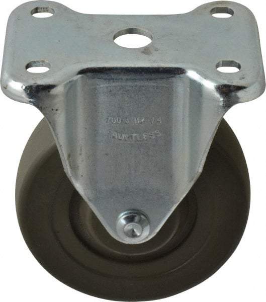 Albion - 4" Diam x 1-1/4" Wide x 5-13/32" OAH Top Plate Mount Rigid Caster - Hard Rubber, 275 Lb Capacity, Self-Lubricating Bearing, 2-7/8 x 3-5/8" Plate - USA Tool & Supply