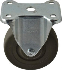 Albion - 4" Diam x 1-1/4" Wide x 5-13/32" OAH Top Plate Mount Rigid Caster - Hard Rubber, 275 Lb Capacity, Self-Lubricating Bearing, 2-7/8 x 3-5/8" Plate - USA Tool & Supply