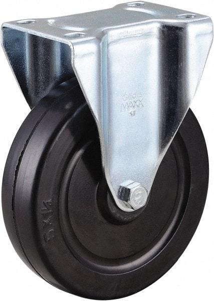 Value Collection - 5" Diam x 1-1/4" Wide x 6-15/32" OAH Top Plate Mount Rigid Caster - Soft Rubber, 200 Lb Capacity, Self-Lubricating Bearing, 2-7/8 x 3-5/8" Plate - USA Tool & Supply