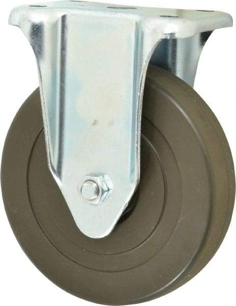 Albion - 5" Diam x 1-1/4" Wide x 6-15/32" OAH Top Plate Mount Rigid Caster - Hard Rubber, 290 Lb Capacity, Self-Lubricating Bearing, 2-7/8 x 3-5/8" Plate - USA Tool & Supply