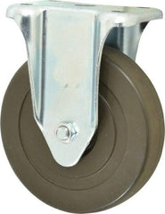 Albion - 5" Diam x 1-1/4" Wide x 6-15/32" OAH Top Plate Mount Rigid Caster - Hard Rubber, 290 Lb Capacity, Self-Lubricating Bearing, 2-7/8 x 3-5/8" Plate - USA Tool & Supply