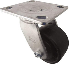 Value Collection - 4" Diam x 2" Wide x 5-5/8" OAH Top Plate Mount Swivel Caster - Polyolefin, 450 Lb Capacity, Roller Bearing, 3-7/8 x 4-1/2" Plate - USA Tool & Supply