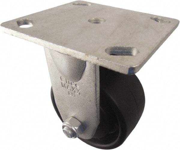 Value Collection - 4" Diam x 2" Wide x 5-5/8" OAH Top Plate Mount Rigid Caster - Polyolefin, 450 Lb Capacity, Roller Bearing, 3-7/8 x 4-1/2" Plate - USA Tool & Supply