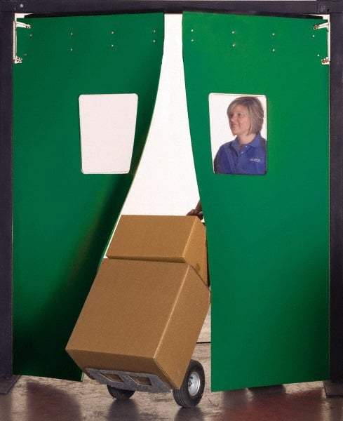 Aleco - 4' Door Width x 7' Door Height 3-Ply Fabrication Single Impact Door - Green - USA Tool & Supply