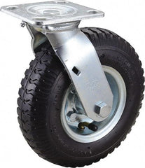 Value Collection - 8" Diam x 2" Wide, Pneumatic Swivel Caster - 300 Lb Capacity, Top Plate Mount, 4" x 4-1/2" Plate, Ball Bearing - USA Tool & Supply