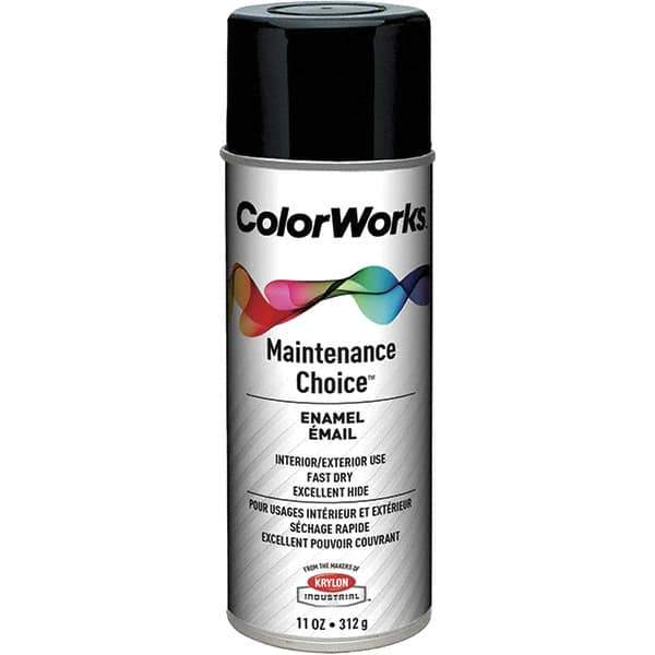 Krylon - Black, Gloss, Enamel Spray Paint - 15 to 18 Sq Ft per Can, 16 oz Container, Use on General Industrial Maintenance & Touch-up Work - USA Tool & Supply