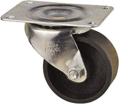 Value Collection - 3" Diam x 1-1/4" Wide x 3-11/16" OAH Top Plate Mount Swivel Caster - Cast Iron, 275 Lb Capacity, Self-Lubricating Bearing, 3-1/8 x 4-1/8" Plate - USA Tool & Supply