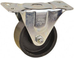 Value Collection - 3" Diam x 1-1/4" Wide x 3-11/16" OAH Top Plate Mount Rigid Caster - Cast Iron, 275 Lb Capacity, Self-Lubricating Bearing, 2-1/2 x 5" Plate - USA Tool & Supply