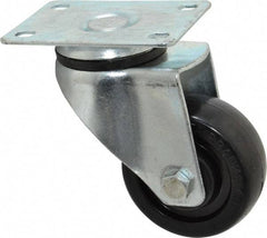 Fairbanks - 3" Diam x 1-1/4" Wide x 4-3/8" OAH Top Plate Mount Swivel Caster - Hard Rubber, 250 Lb Capacity, Self-Lubricating Bearing, 2-7/8 x 3-5/8" Plate - USA Tool & Supply
