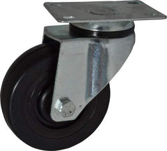 Fairbanks - 4" Diam x 1-1/4" Wide x 5-13/32" OAH Top Plate Mount Swivel Caster - Hard Rubber, 275 Lb Capacity, Self-Lubricating Bearing, 2-7/8 x 3-5/8" Plate - USA Tool & Supply