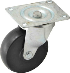 Fairbanks - 4" Diam x 1-3/16" Wide x 5-1/8" OAH Top Plate Mount Swivel Caster - Polyolefin, 300 Lb Capacity, Self-Lubricating Bearing, 3-1/8 x 4-1/8" Plate - USA Tool & Supply
