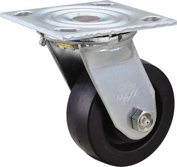 Value Collection - 4" Diam x 1-1/2" Wide x 5-5/8" OAH Top Plate Mount Swivel Caster - Polyolefin, 420 Lb Capacity, Delrin Bearing, 4 x 4-1/2" Plate - USA Tool & Supply